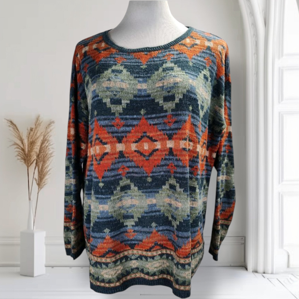 Denim & Supply Ralph Lauren Southwestern Aztec Sweater L Cotton Oversized Boho